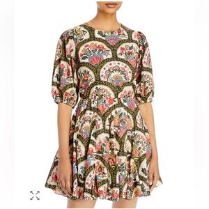 RHODE Molly Lace Up Back Dress Floral Ruffle Hem S